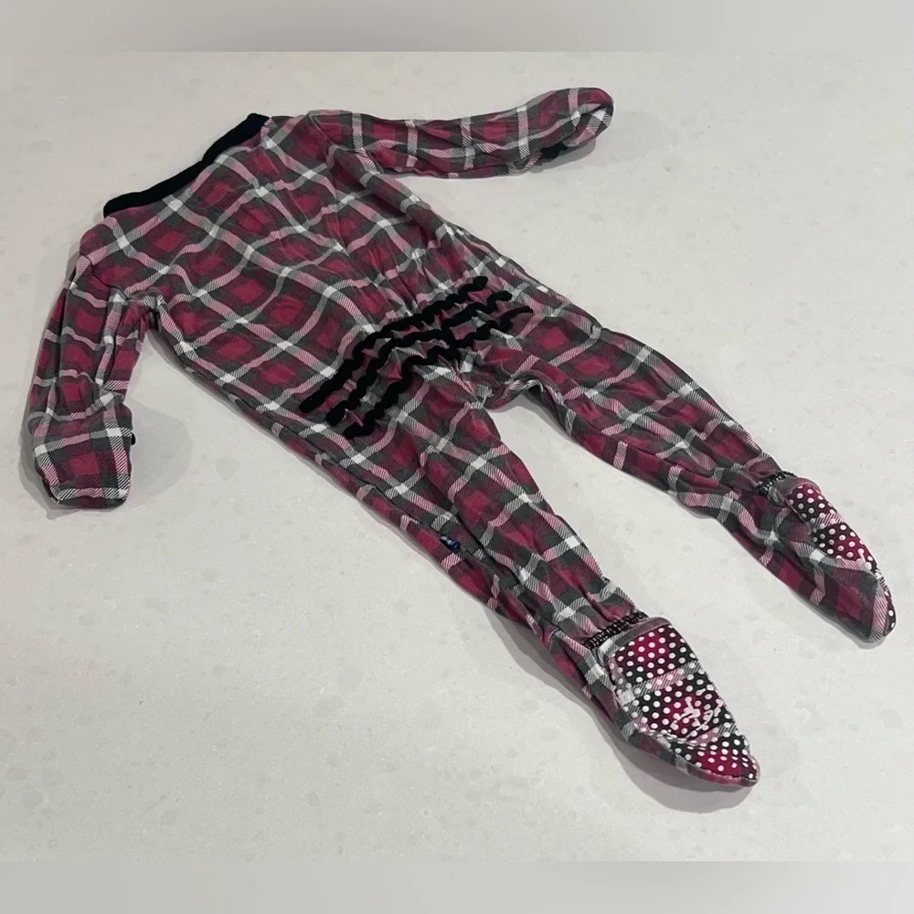 Kickee Pants Red‎ Plaid Ruffle Sleeper baby girls 6-9